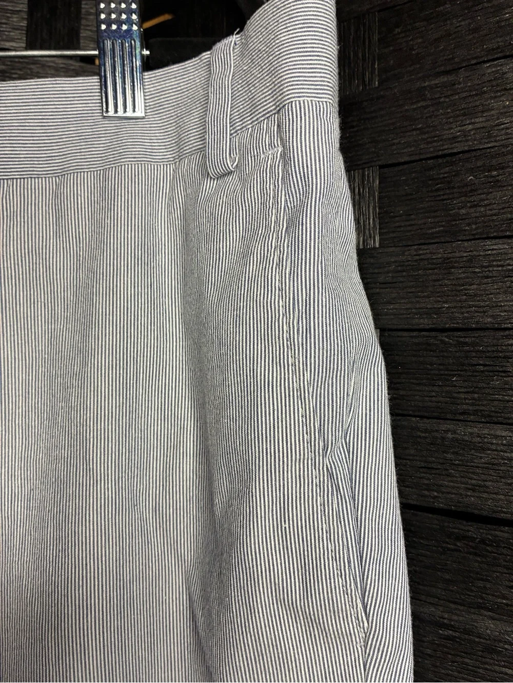 Michael Kors Blue and White Pinstriped Men's Chinos - Classic Straight Fit